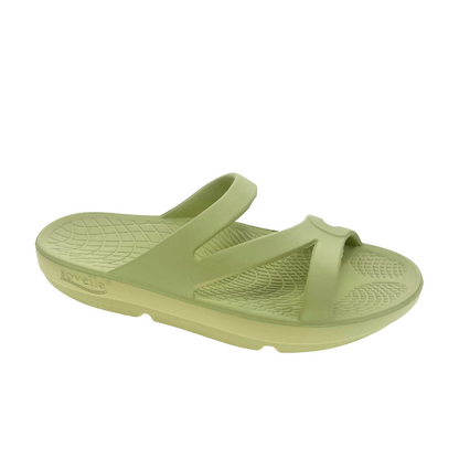 Lucky Feet Shoes women's Sovella active Recovery Sandals in PF Green, slide style with cushioned footbed for comfort.