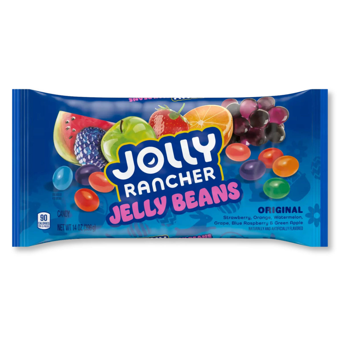 Assorted Jolly Rancher Jelly Beans Candy in a clear 14 oz bag, featuring colorful jelly beans from Candy In Bulk.
