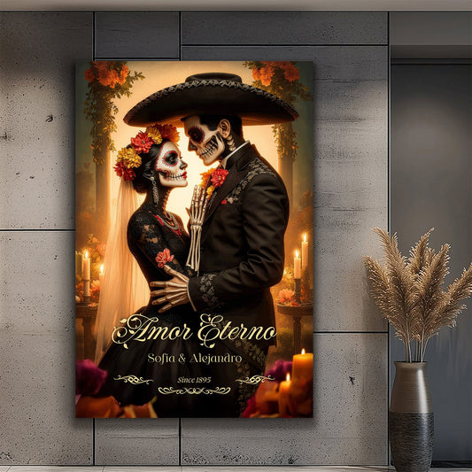 Personalized Eternal Love Halloween canvas sign by Tailored Canvases with spooky fall-themed design and custom text.