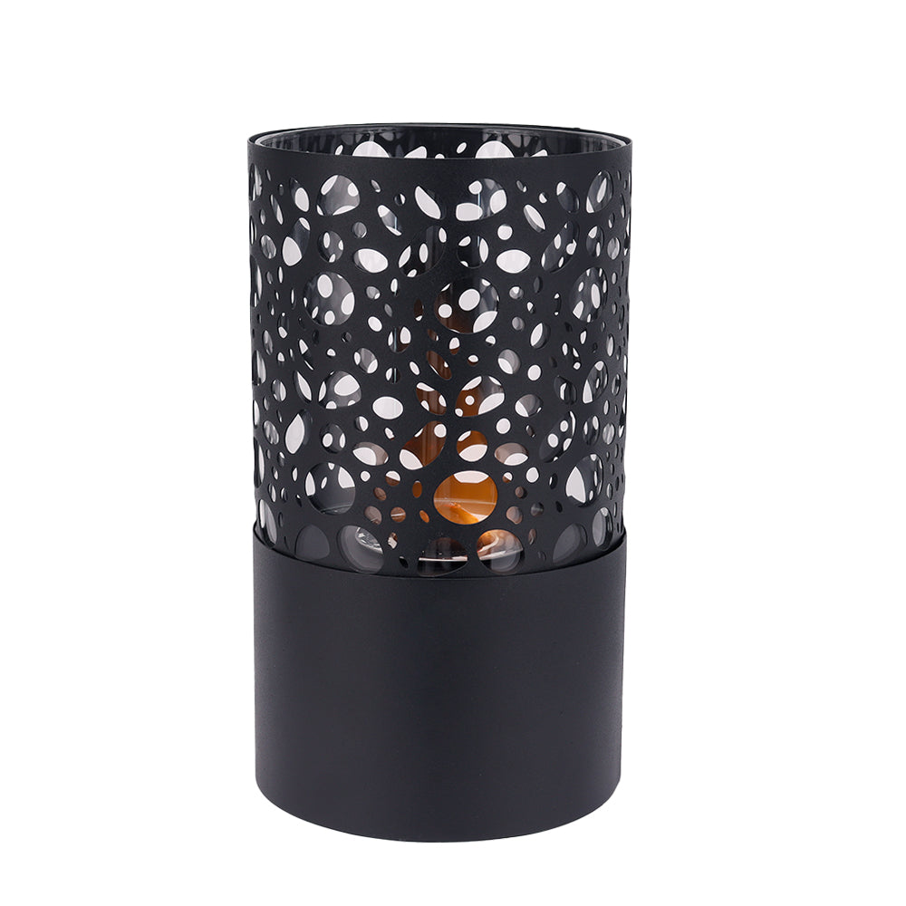 JHY DESIGN 7x7x12 inch tabletop gel and ethanol fireplace with sleek black finish and modern design.