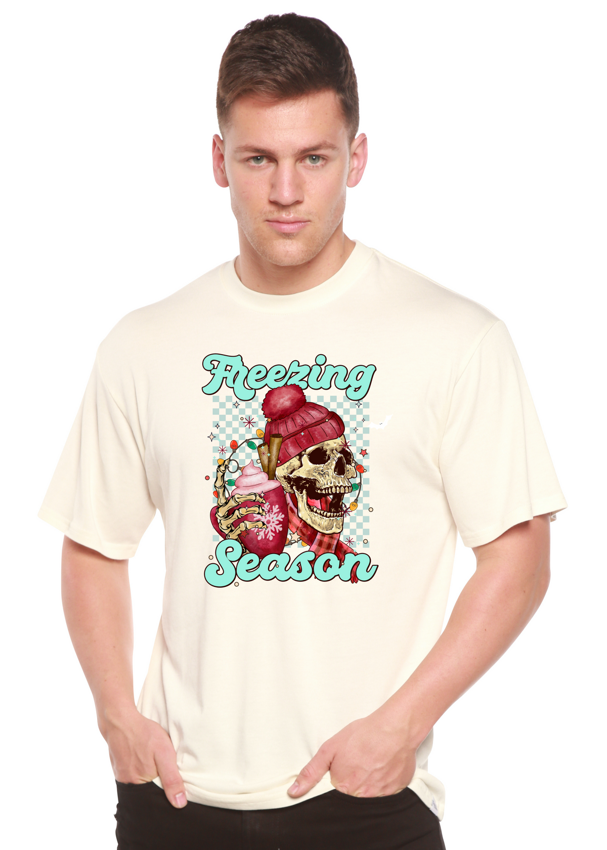 Spun Bamboo men's short sleeve graphic T-shirt made of bamboo viscose and organic cotton with a printed design.