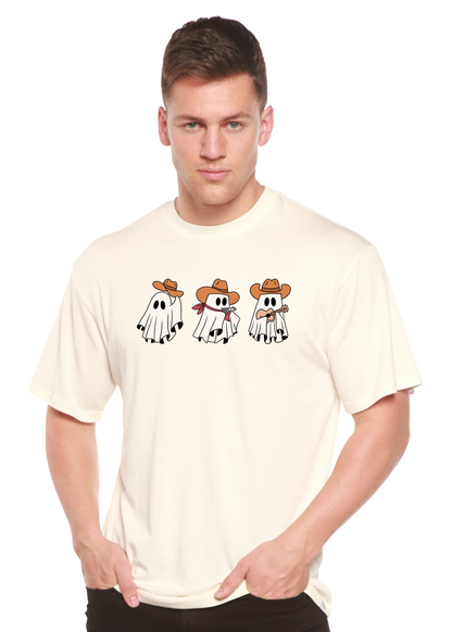Unisex cowboy ghosts graphic t-shirt by Spun Bamboo with bamboo viscose and organic cotton short sleeves, printed design.