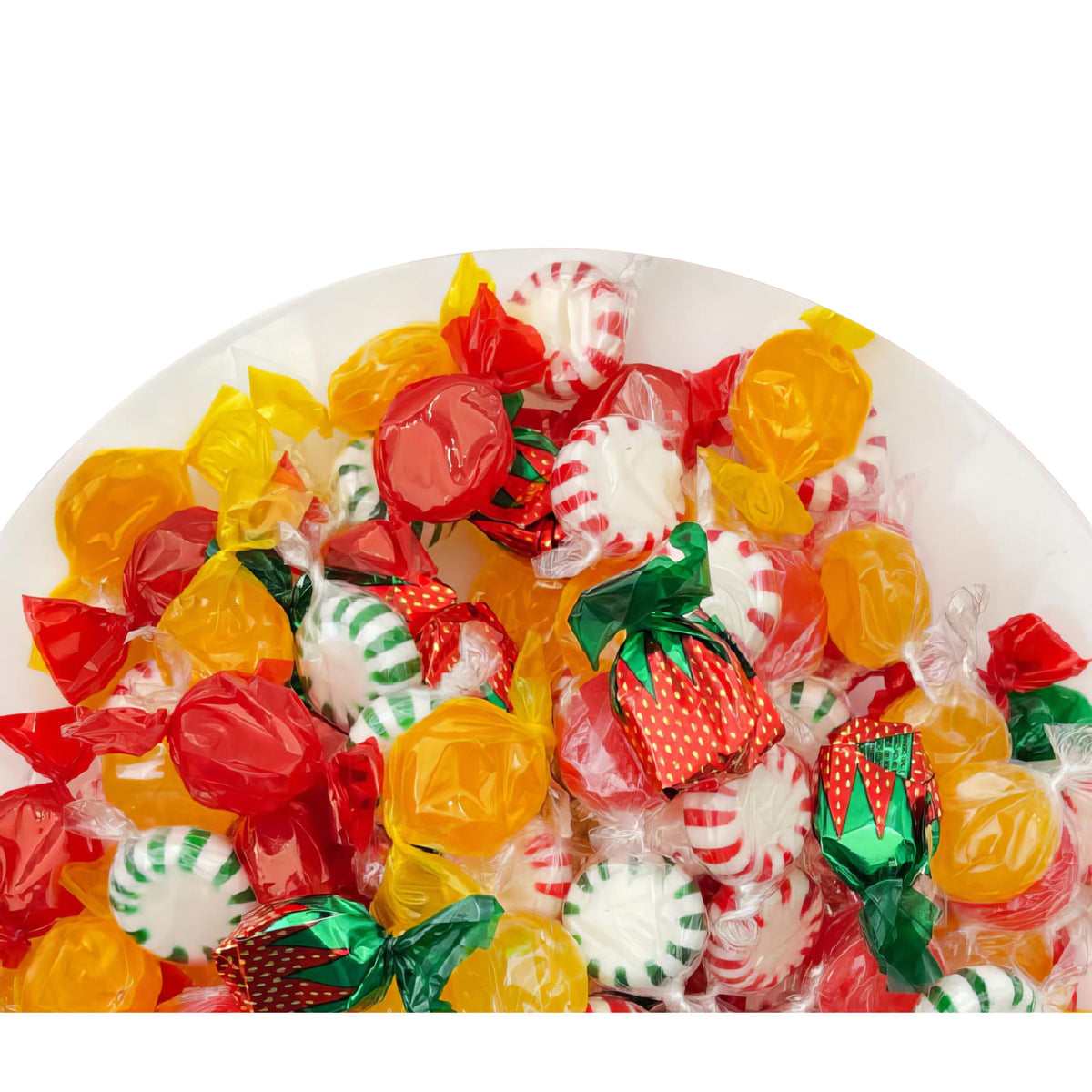 Assorted hard candies from Candy In Bulk in a large bulk value bag with colorful, individually wrapped candies.