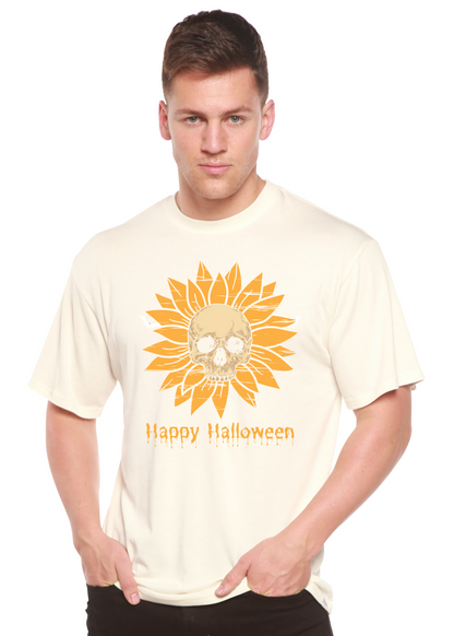 Men's Happy Halloween graphic T-shirt by Spun Bamboo, short sleeve shirt made from bamboo viscose and organic cotton with Halloween print.