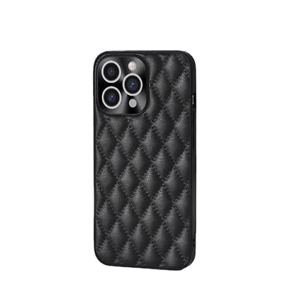 Diamond plaid crossbody phone case protective sleeve with a detachable strap and textured finish