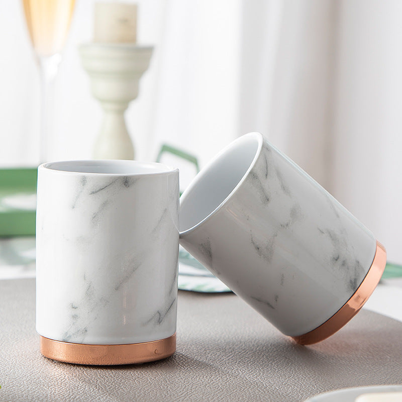 White ceramic bathroom mouthwash cup for hotel bathroom suite setup