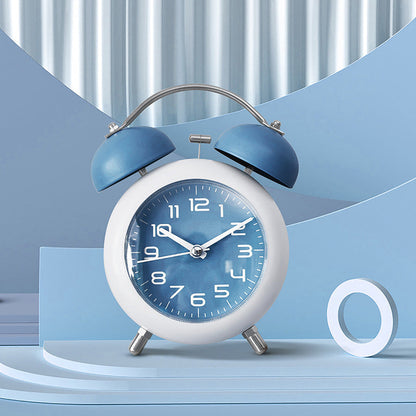 Large size mechanical metal alarm clock with twin bells and loud alarm, classic analog design
