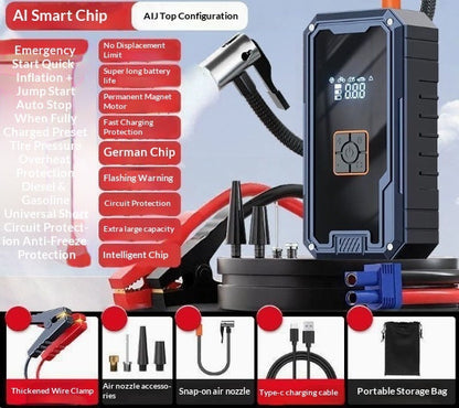 Car Emergency Jump Starter And Onboard Air Pump All-in-one Device