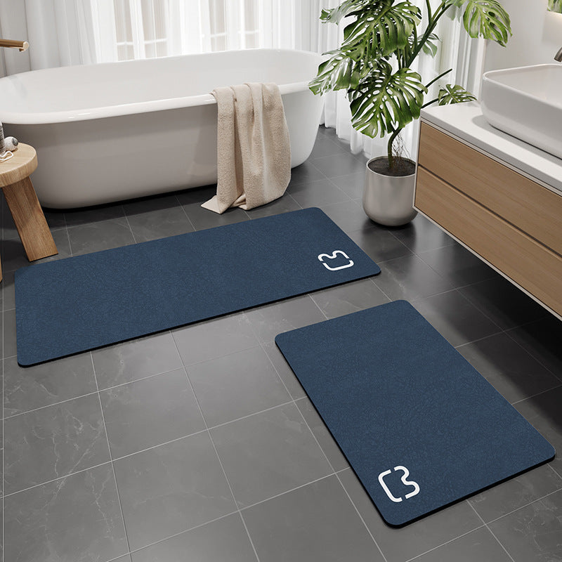 Diatomaceous earth non-slip bathroom floor mat with a textured, moisture-absorbing surface