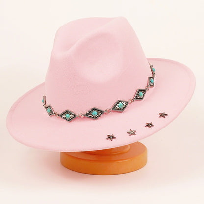 Vintage-patterned denim hat with a fashionable, versatile design