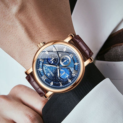 Men's watch with a sophisticated dial featuring a vast starry sky design