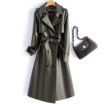 Womens New-style Fashionable Slimming Sheepskin Trench Coat