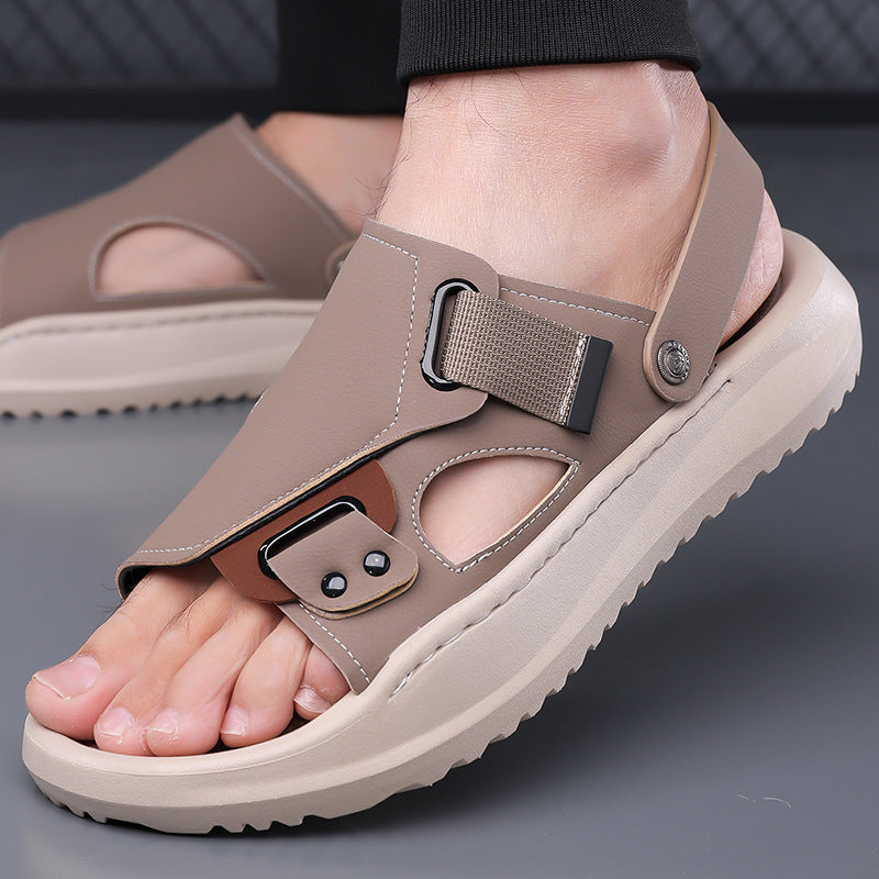 Extra-large men's casual summer sandals with soft soles and open-toe design