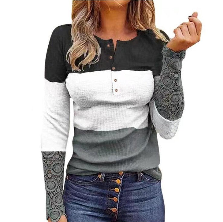 Women's slim fit round neck long sleeve pullover by BACKUPMYFILESNOW.COM®, shown in a close-up of the beige sweater on a model