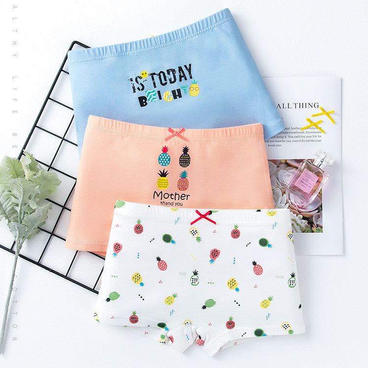 Creative print cotton girls underwear boxer set from My Store, displayed flat with colorful patterns