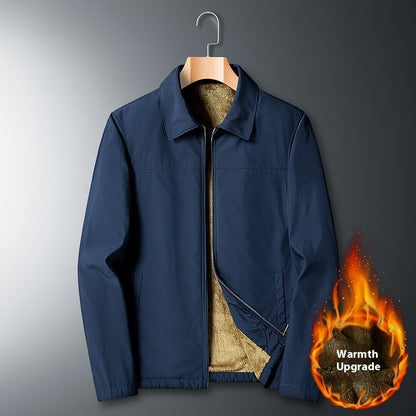 Men's lapel jacket fall winter coat in a classic design, front view