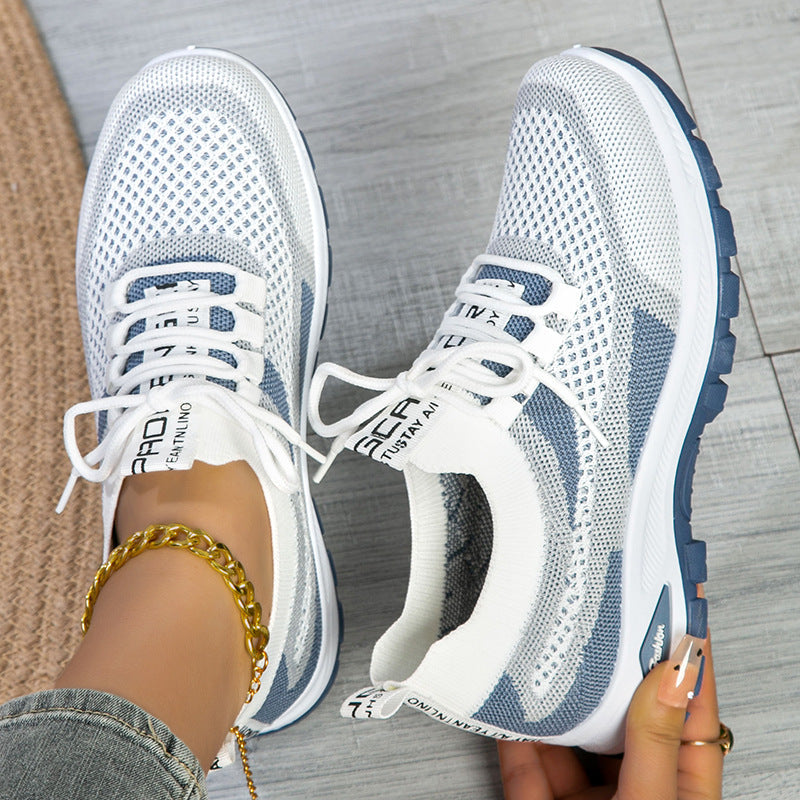 Women's sporty flyknit mesh low-cut lightweight casual shoes in a versatile design