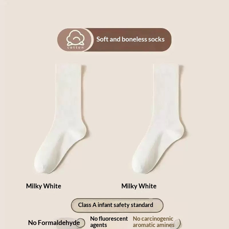 Stylish boneless postpartum socks for women, solid-color mid-calf socks in a soft stretch design