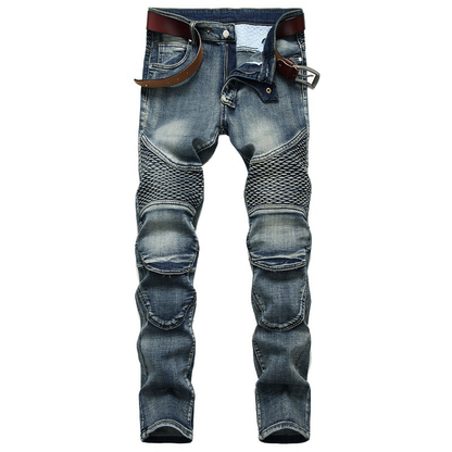 BackupMyFilesNow® Crossover Comfort Jeans featuring a classic denim design and relaxed fit, shown on a model.