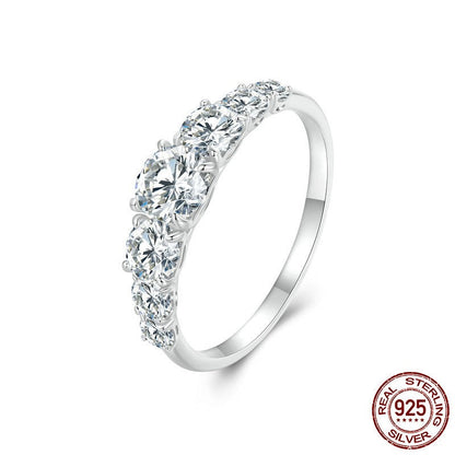 50 point moissanite proposal ring in a classic setting, close-up product view