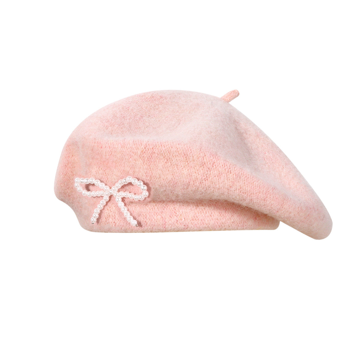 Pearl bow wool breathable beret in a classic design