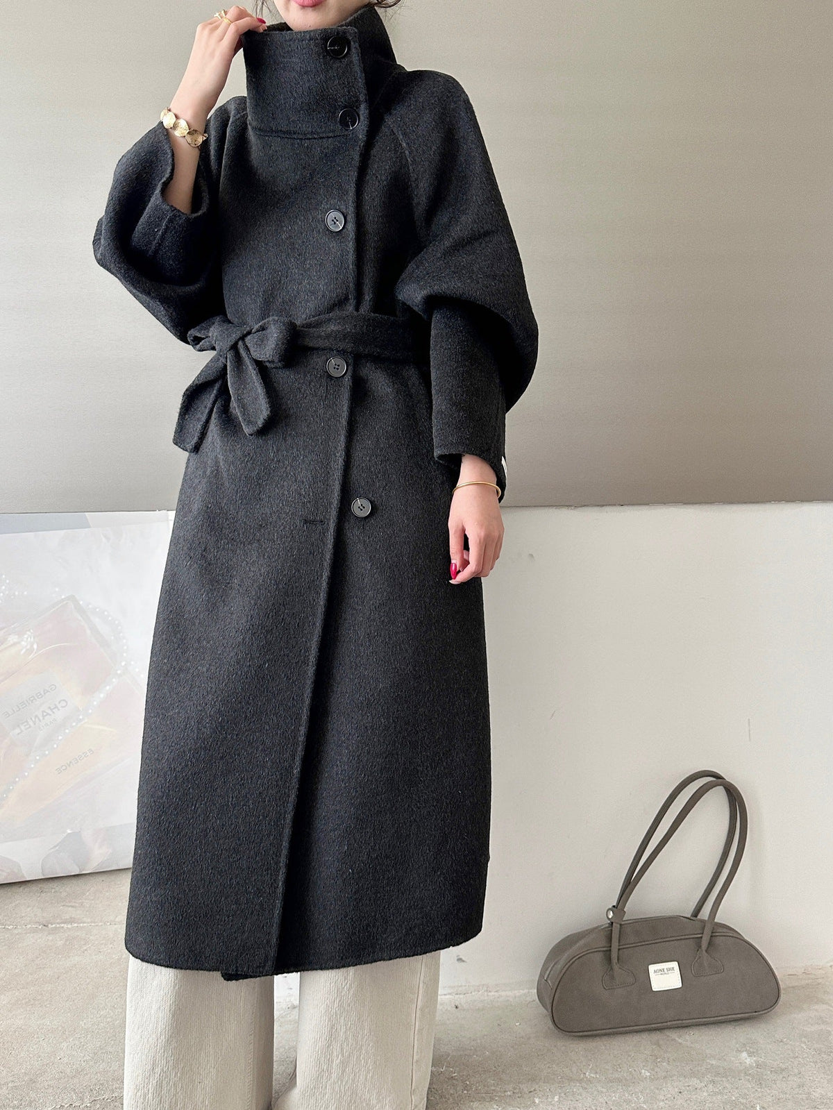 Women's knee-length oversized double-faced wool coat from My Store