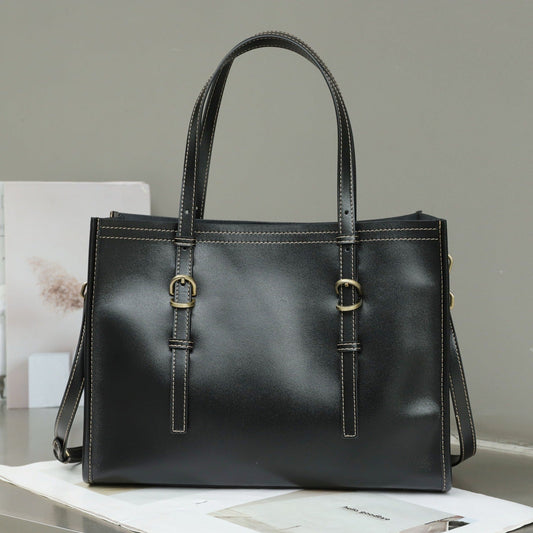 Genuine leather women's handbag, top-grain cowhide shoulder and crossbody bag in a commuter style