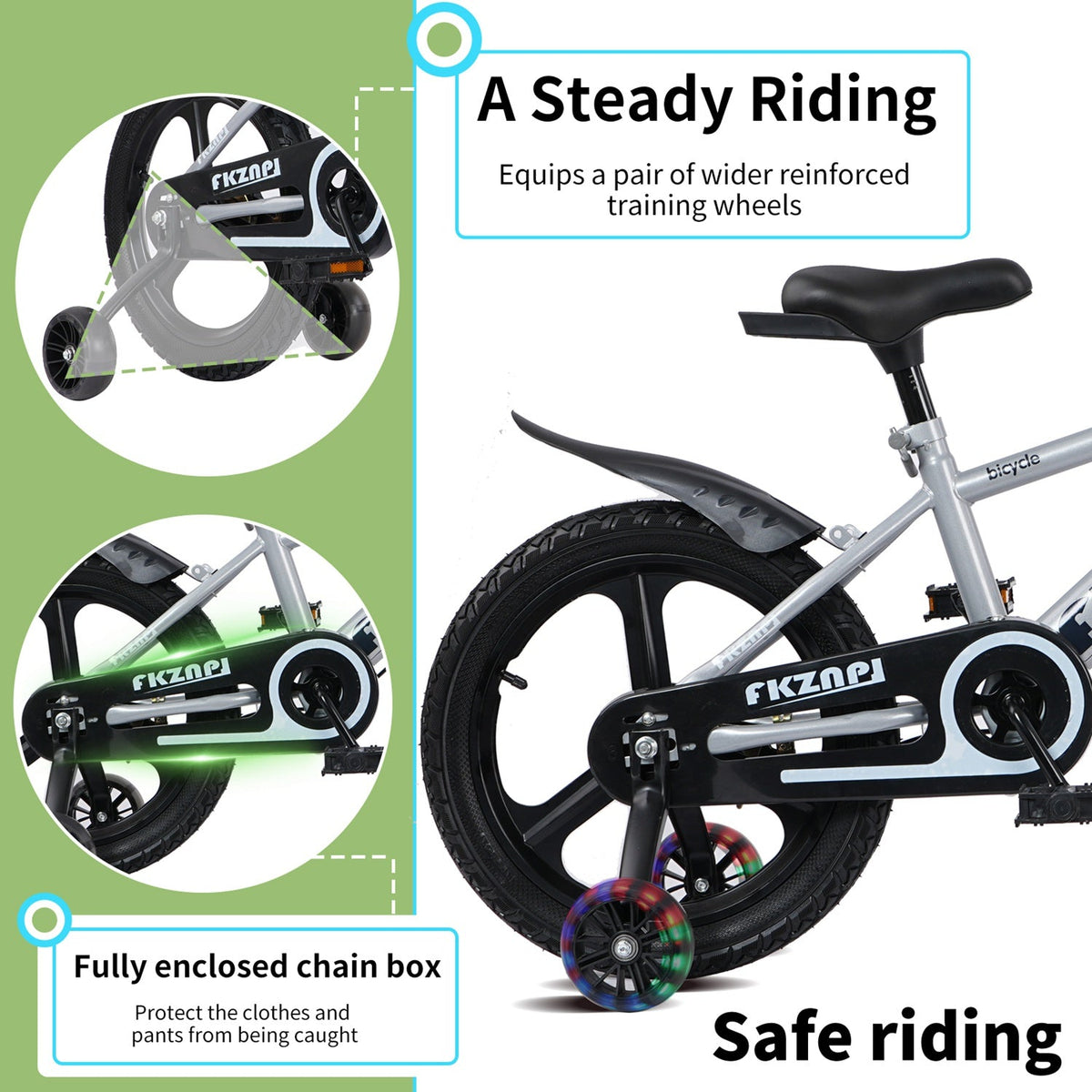 16-inch kids bike with training wheels and adjustable seat, GBruno Store, suitable for young children learning to ride.