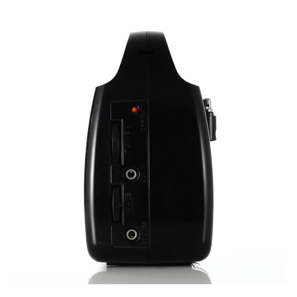 Supersonic portable radio with AM/FM/SW1-7 bands and built-in torch light, showing the radio with control buttons and antenna.