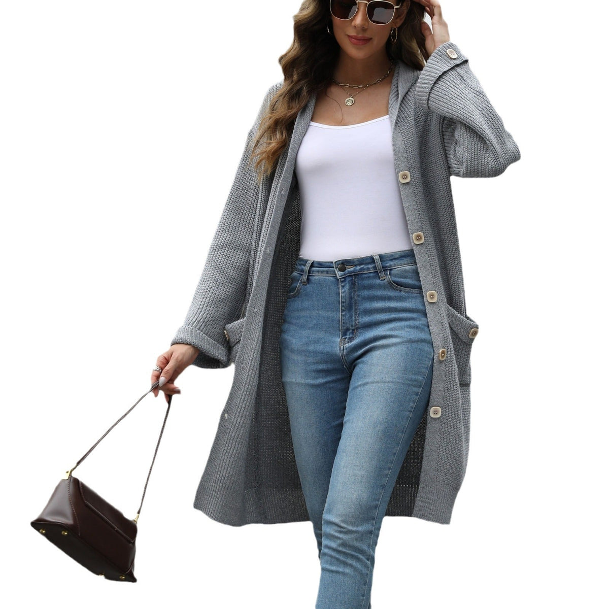 Loose solid color autumn and winter sweater with a cozy knit design