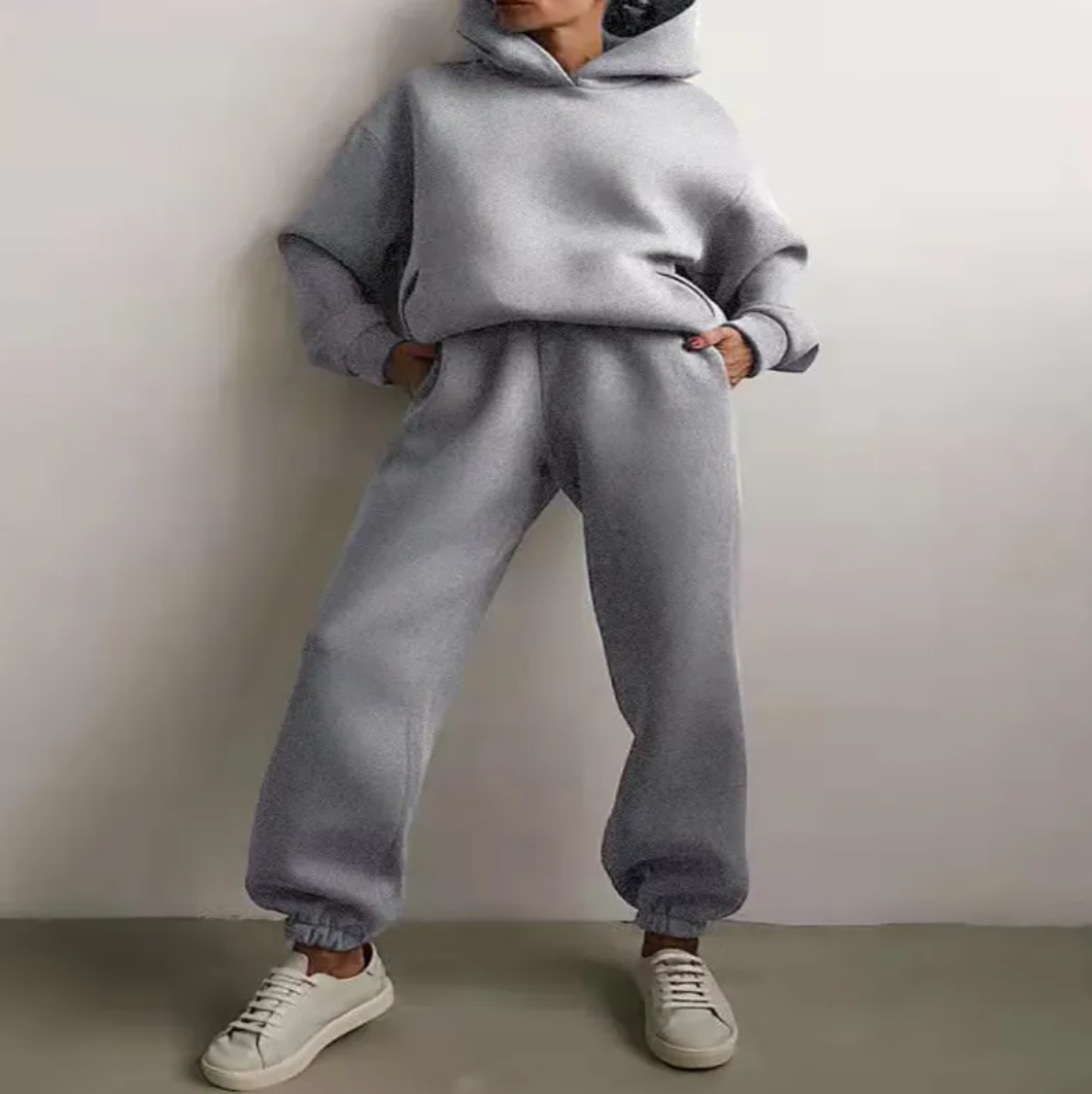 Women's hooded tracksuit by BACKUPMYFILESNOW®, featuring a zip-up hoodie and matching jogger pants in soft fabric.