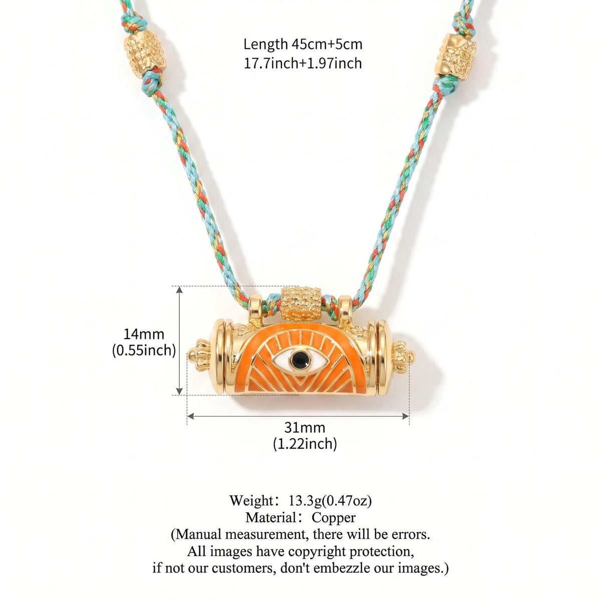 Evil eye kaleidoscope necklace clavicle chain in a delicate close-fitting design