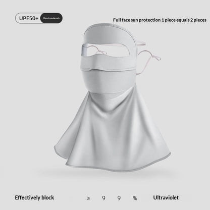Summer cycling full-face sun-protective mask and hat combo with neck and face coverage