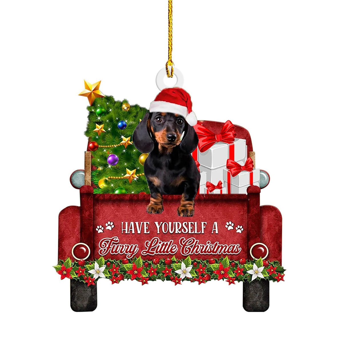 Christmas sausage dog decorations for home, festive dachshund ornaments displayed together