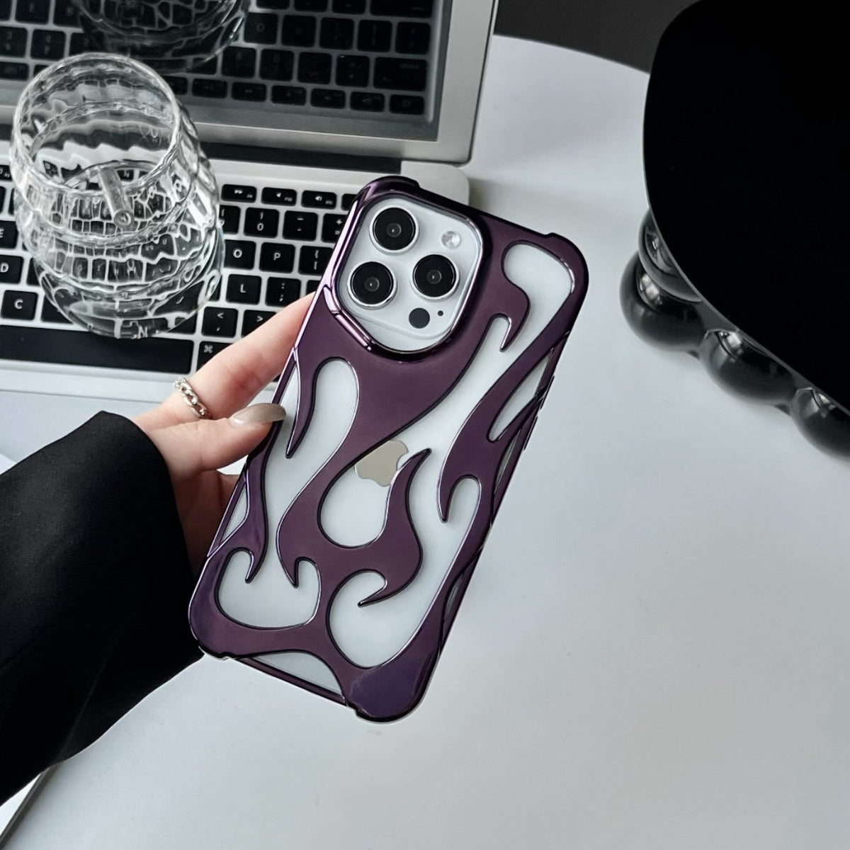 Flame pattern electroplated hollow heat-dissipation soft shell phone case by My Store