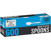 Members Mark Heavyweight White Plastic disposable (Spoons  Forks Knives) Great for home office and picnics (Spoons)