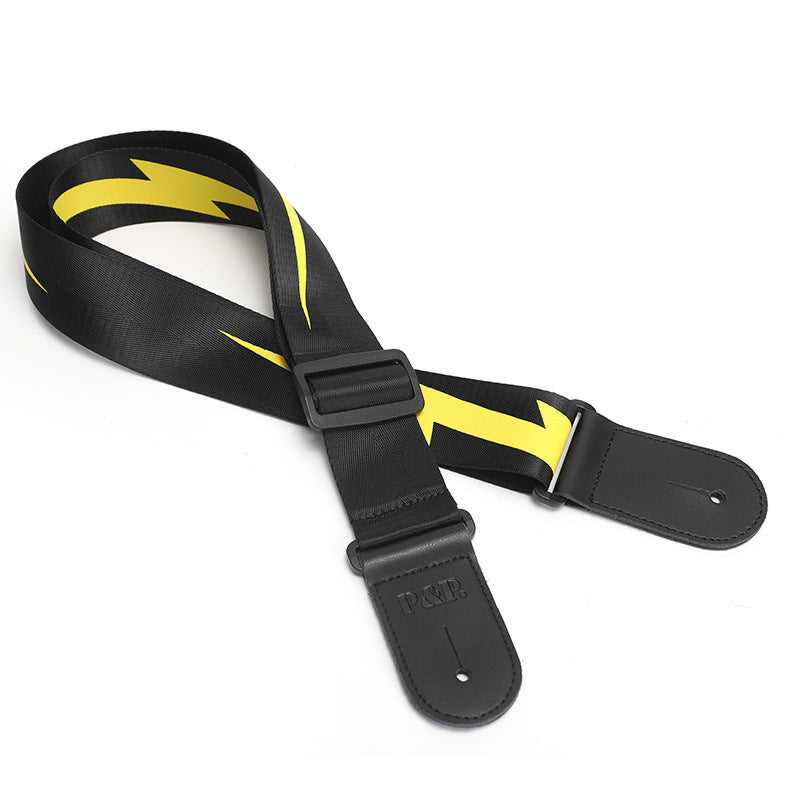 High-end genuine leather electric guitar strap for acoustic guitar, close-up view