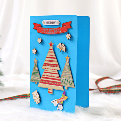 DIY Christmas greeting card with cute cartoon design and space for a handmade message