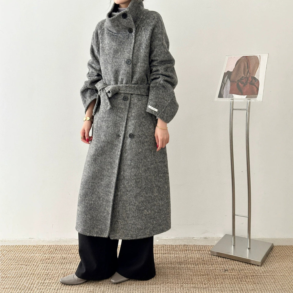 Women's knee-length oversized double-faced wool coat by My Store