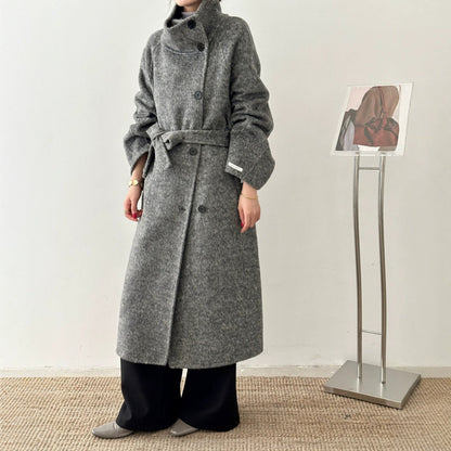 Women's knee-length oversized double-faced wool coat by My Store