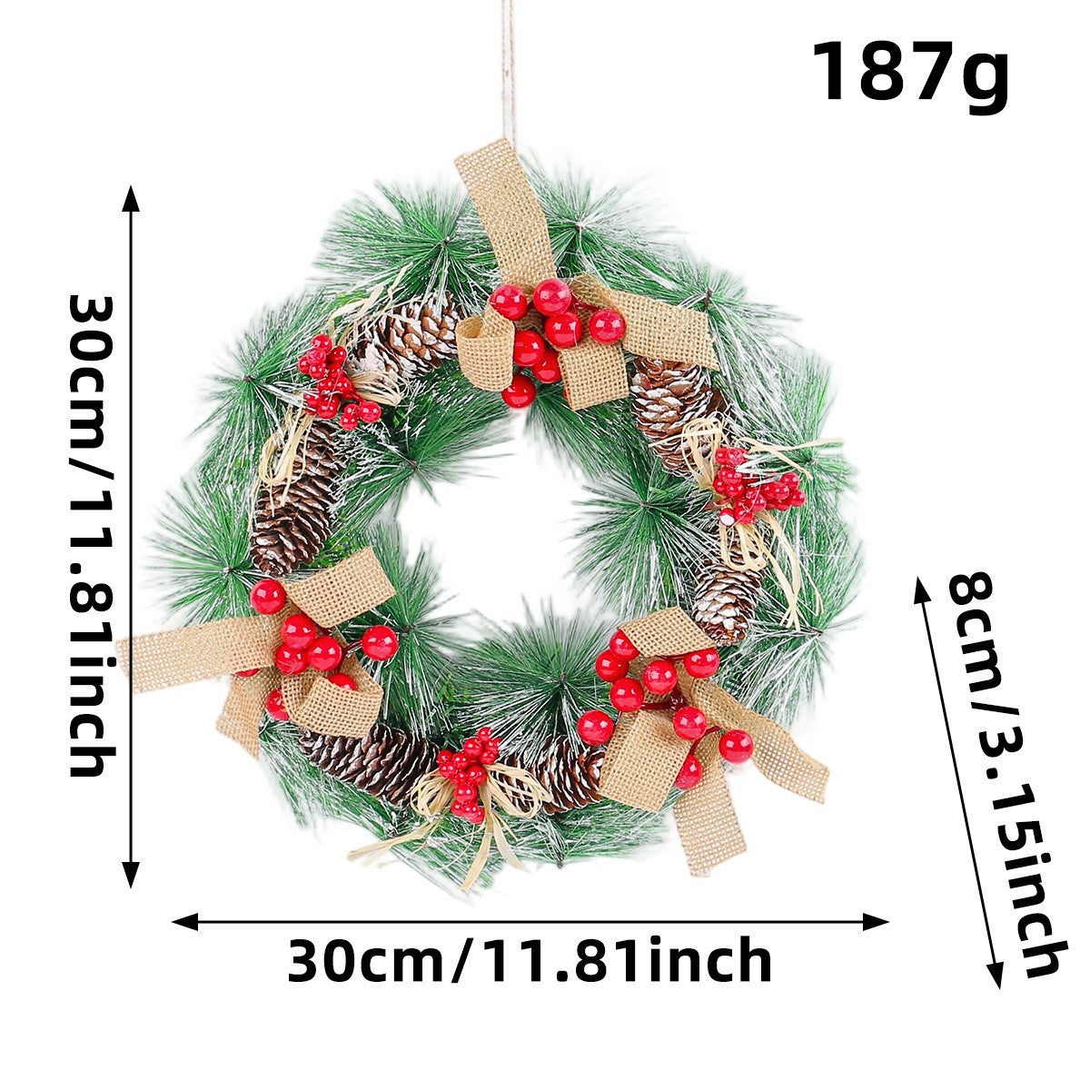 Christmas wreath decoration with festive greenery and ornaments for holiday decor