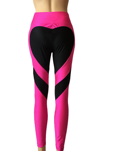 Heart-patterned patchwork butt-lifting leggings with excellent stretch by My Store