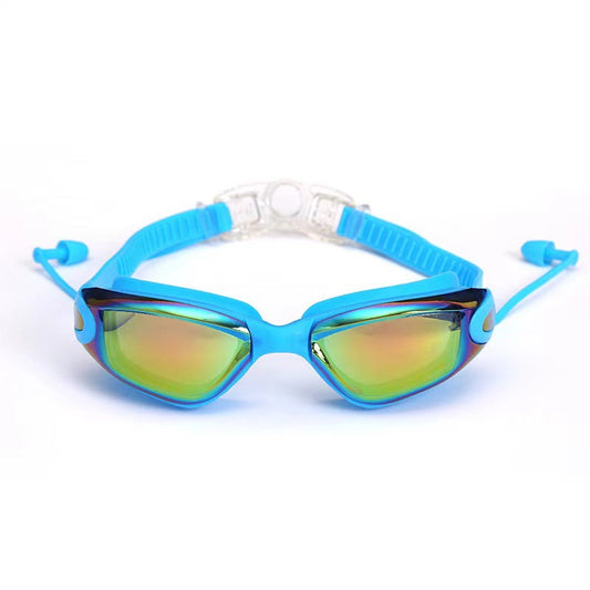 Swimming goggles with wide view, anti-fog coating, UV protection, and leak-resistant fit for men and women