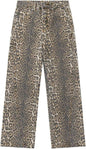 Y2K Leopard Flare Jeans - High Waisted Baggy Fit