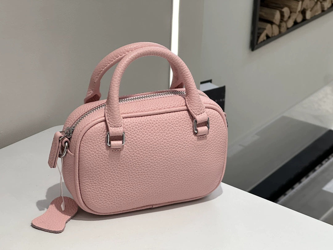 Light luxury women's mini handbag in top-layer cowhide, elegant versatile tote with shoulder and crossbody strap