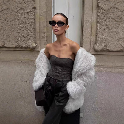 Artificial fur warm thick coat for women by My Store