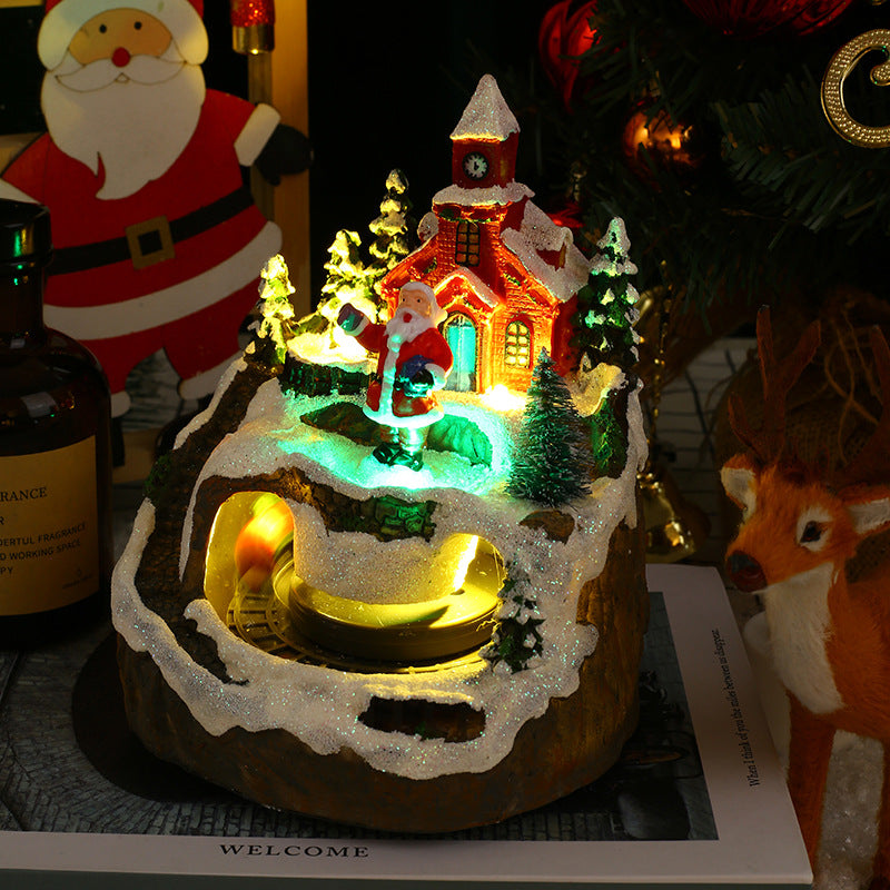 Christmas concert rotating train resin decoration with festive holiday details