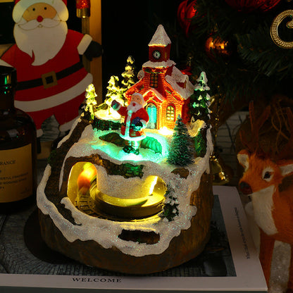 Christmas concert rotating train resin decoration with festive holiday details