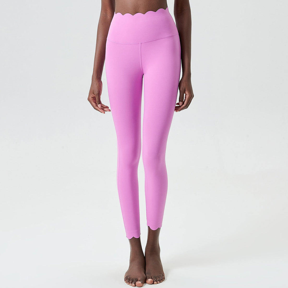 Plus size small wave yoga pants for women in black Lycra milk leather, close-fitting trousers