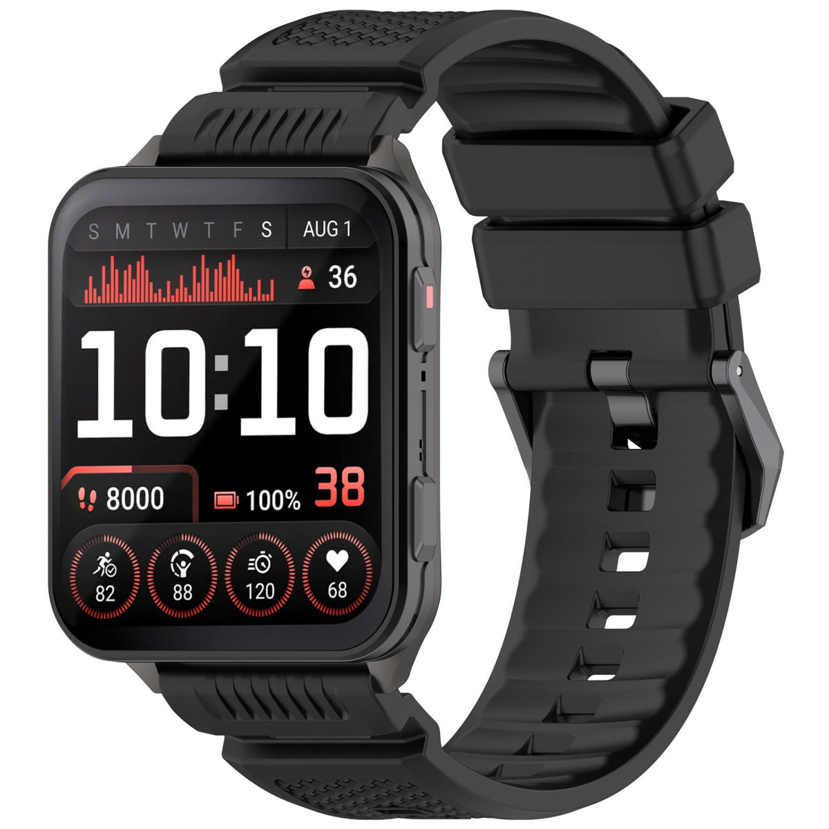 Garmin breathable silicone sports watch strap in black, adjustable design shown on a white background